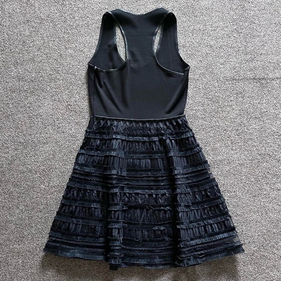 Black Jumper Dress with Lace Pattern Detail A-Line Skirt Bottom Womens Small - Picture 2 of 11